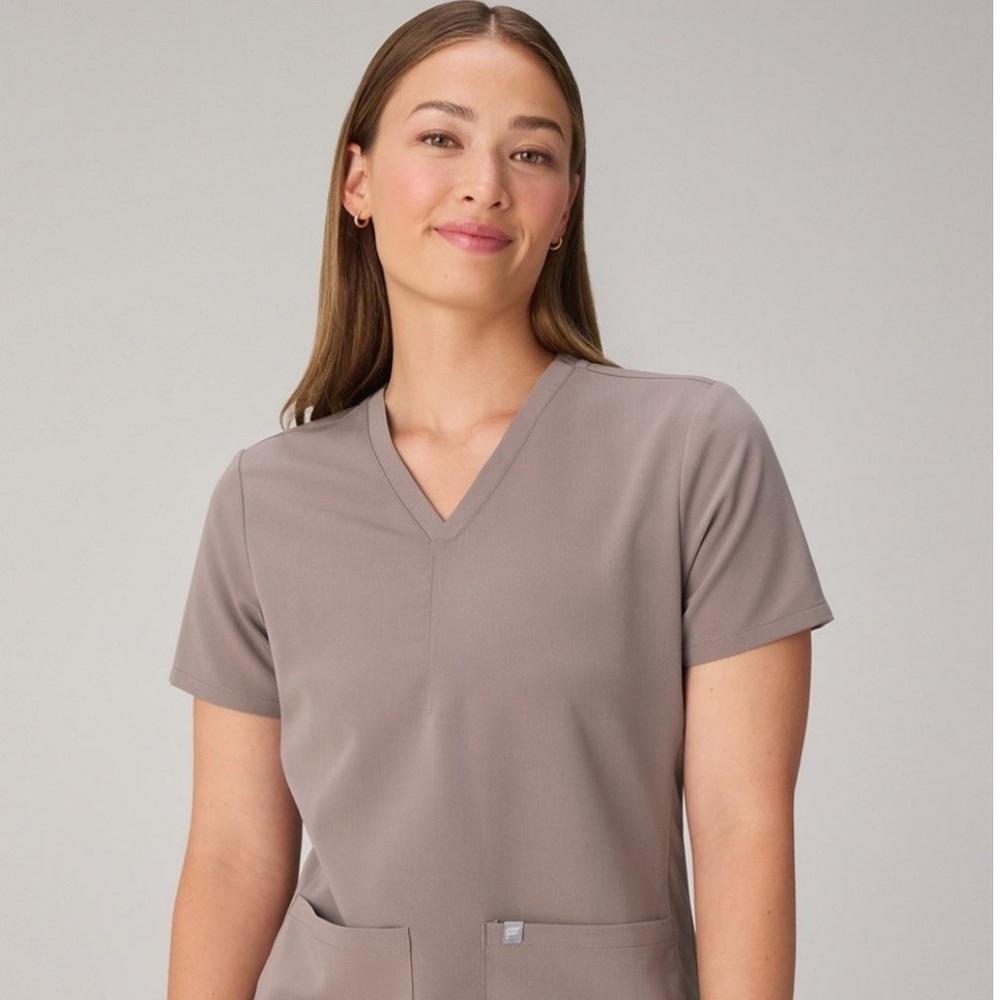 Fabletics Taupe V-Neck Scrub Top and Pants